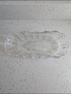 Vintage Clear Pressed Glass Decorative Starburst Serving Tray - Clear